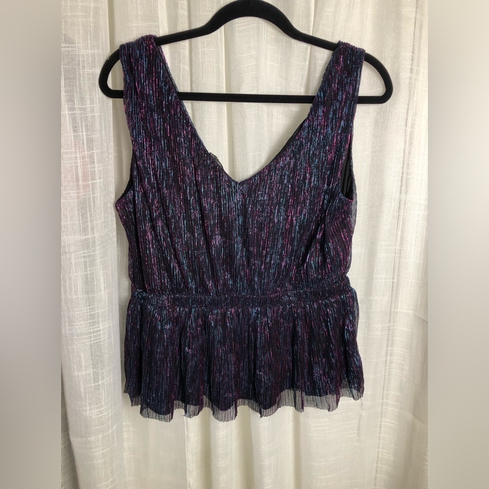 VENUS Shimmering Black and Purple Sleeveless Blouse NWOT size Large - Picture 7 of 12